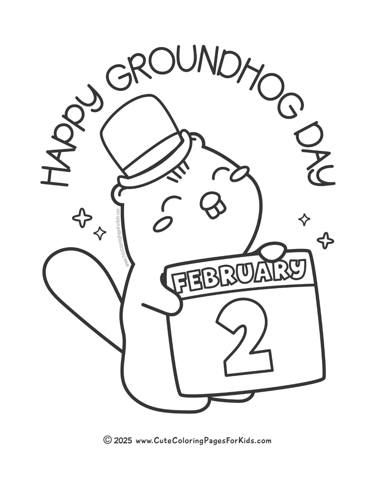 groundhog day coloring pages (free printable pdfs) - cute coloring
